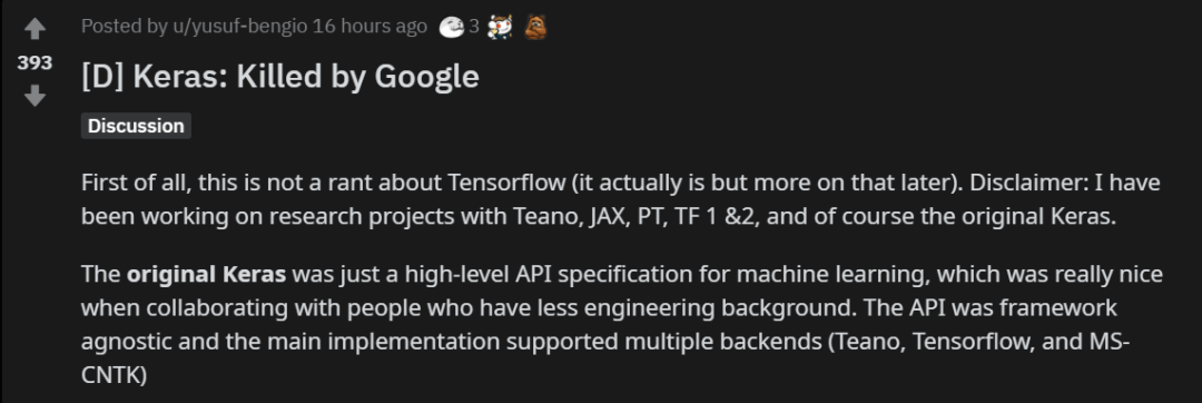 Keras，亡于谷歌？